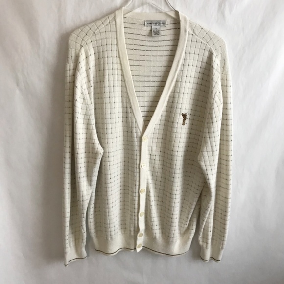 Vintage Cypress Links Cotton Golf Knit Cardigan Sweater M Button V-Neck Grandpa - Picture 1 of 7